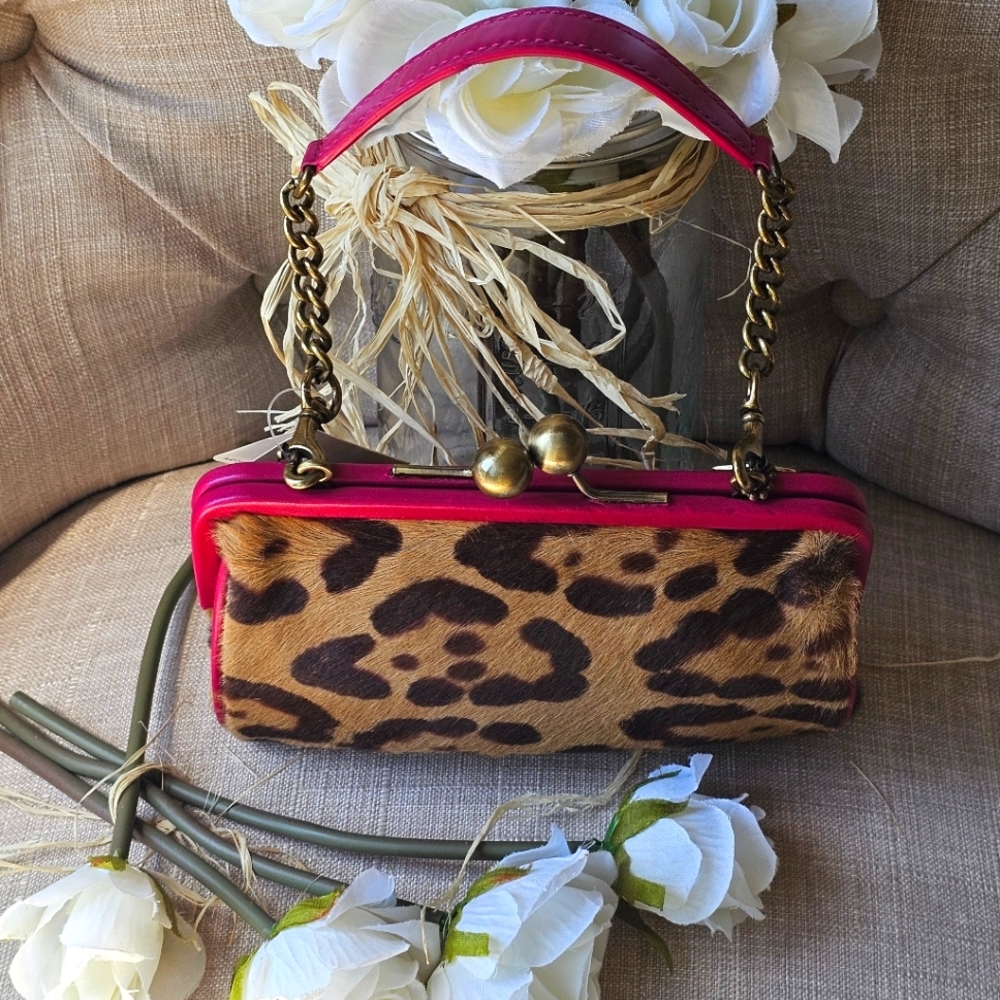 Vintage Coach Madison Ocelot Leopard Print Kisslock Shoulder Bag Purse # 9756 - Picture 7 of 14